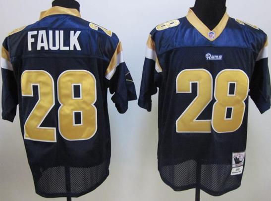 Cheap St.Louis Rams 28 Marshall Faulk Dark Blue NFL Jerseys For Sale