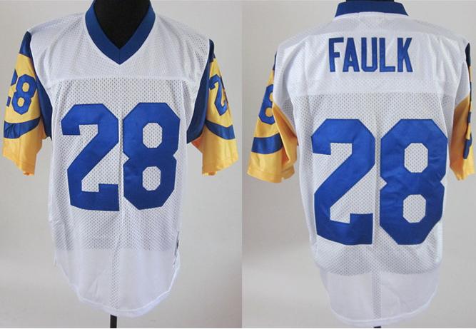 Cheap St.Louis Rams 28 Marshall Faulk White NFL Jerseys For Sale
