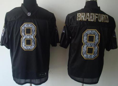 Cheap St.Louis Rams 8 Sam Bradford Black United Sideline Jerseys For Sale