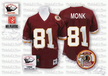 Cheap Mitchell and Ness Washington Redskins 81 Art Monk Red 50TH Anniversary Jersey For Sale