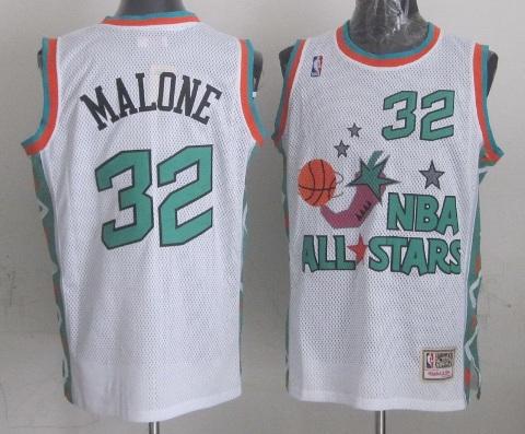 Utah Jazz 32 Karl Malone 1996 All Star White Throwback NBA Jersey Cheap