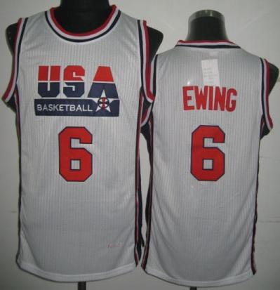 USA Basketball 1992 Olympic Dream Team White Jerseys 6# Patrick Ewing Cheap