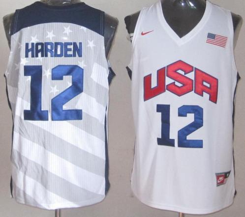 2012 USA Basketball Jersey 12 James Harden White Cheap