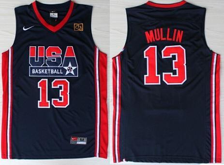 USA Basketball 1992 Olympic Dream Team Blue Jerseys 13# Chris Mullin Cheap