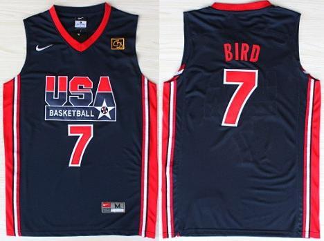 USA Basketball 1992 Olympic Dream Team Blue Jerseys 7# Larry Bird Cheap