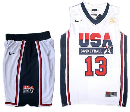 USA Basketball Retro 1992 Olympic Dream Team White Jersey & Shorts Suit #13 Chris Paul Cheap