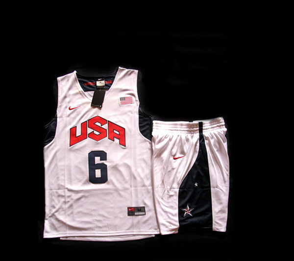 2012 USA Basketball Jersey #6 LeBron James White Jersey & Shorts Suit Cheap