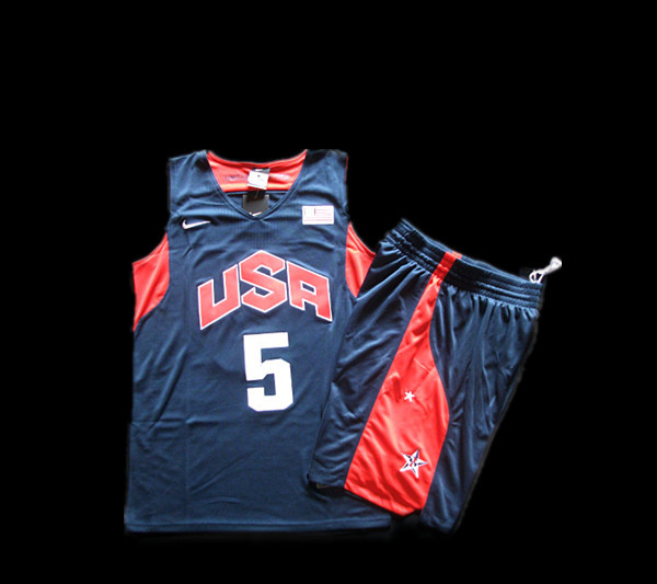 2012 USA Basketball Jersey #5 Kevin Durant Blue Jersey & Shorts Suit Cheap