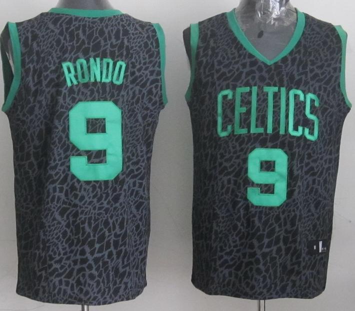 Boston Celtics 9 Rajon Rondo Black Leopard Grain NBA Jersey