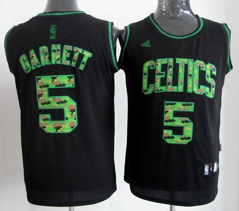 Boston Celtics 5 Kevin Garnett Black Revolution 30 Swingman NBA Jerseys Camo Number Cheap