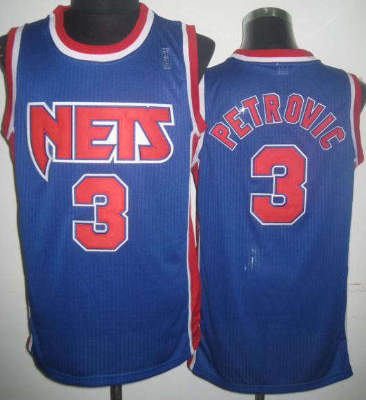 New Jersey Nets 3 Drazen Petrovic Blue Hardwood Classics Revolution 30 NBA Jerseys Cheap
