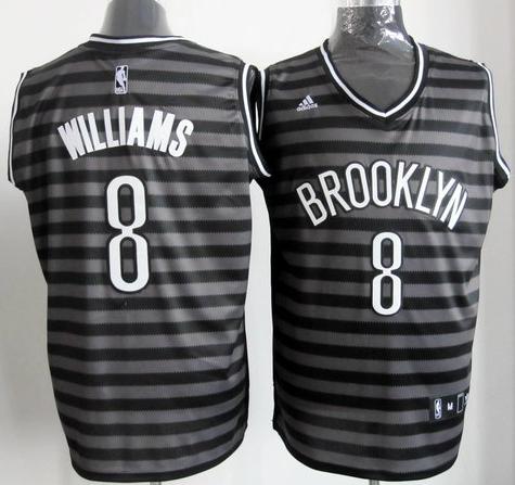 Brooklyn Nets 8 Deron Williams Grey Whith Black Strip Revolution 30 Swingman NBA Jerseys Cheap