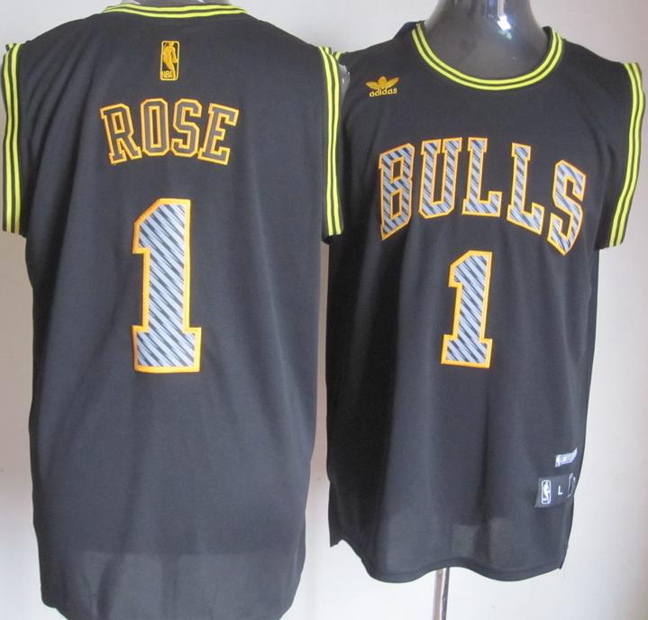 Chicago Bulls 1 Derrick Rose Black Electricity Fashion Revolution 30 Swingman NBA Jerseys Cheap