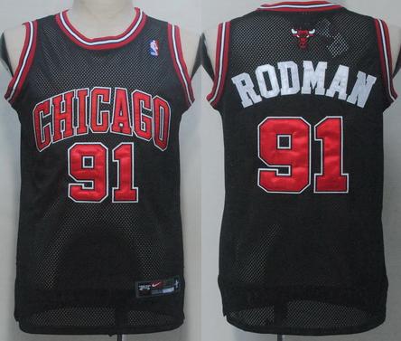 Chicago Bulls 91 Rodman Black NBA Jerseys Cheap