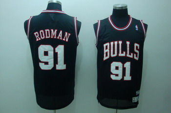 Chicago Bulls 91 Rodman Black Jerseys Cheap