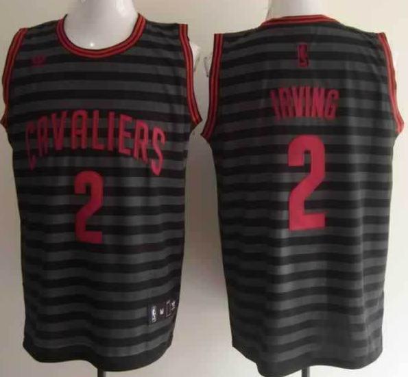 Cleveland Cavaliers 2 Kyrie Irving Grey Whith Black Strip Revolution 30 Swingman NBA Jerseys Cheap
