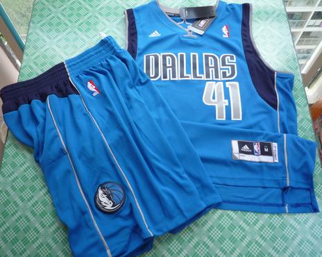 Dallas Mavericks 41 Dirk Nowitzki Light Blue Revolution 30 Swingman Jersey & Shorts Suit Cheap
