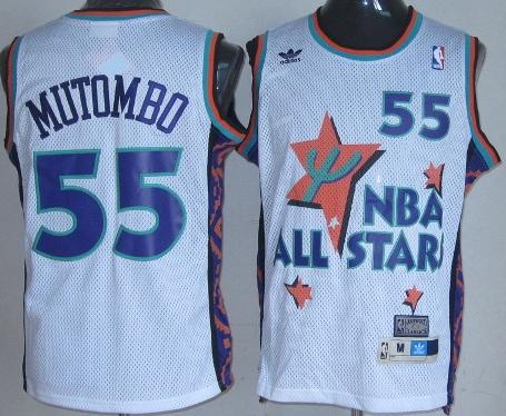 Denver Nuggets 55 Dikembe Mutombo White 94-95 All Star NBA Jerseys Cheap