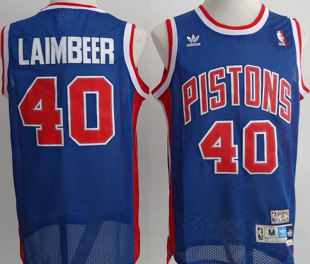 Detroit Pistons 40 Bill Laimbeer Blue Throwback M&N NBA Jersey Cheap