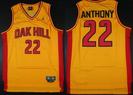 Oak Hill Academy High School 22 Carmelo Anthony Yellow Swingman Basketball Jerseys Cheap