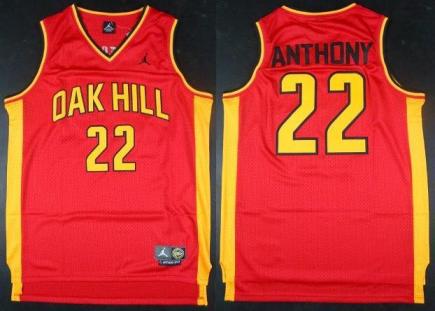 Oak Hill Academy High School 22 Carmelo Anthony Red Swingman Basketball Jerseys Cheap