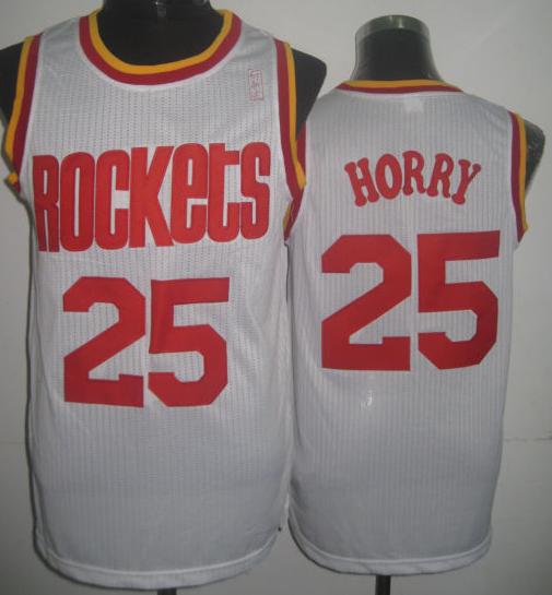 Houston Rockets 25 Robert Horry White Hardwood Classics Revolution 30 NBA Jerseys