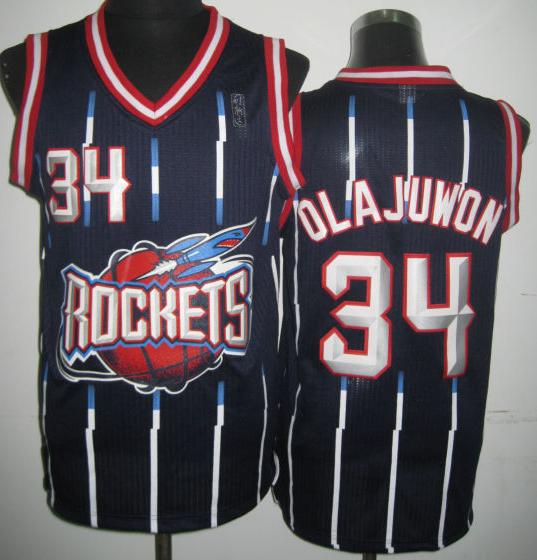 Houston Rockets 34 Hakeem Olajuwon Black Hardwood Classics Revolution 30 NBA Jerseys Cheap