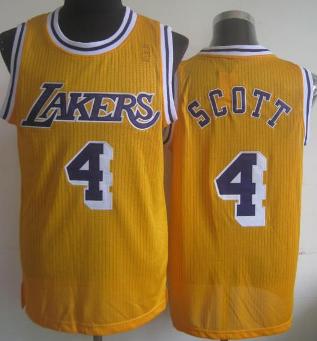 Los Angeles Lakers 4 Byron Scott Yellow Hardwood Classics Revolution 30 NBA Jerseys Cheap