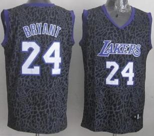 Los Angeles Lakers 24 Kobe Bryant Black Leopard Grain NBA Jersey Cheap
