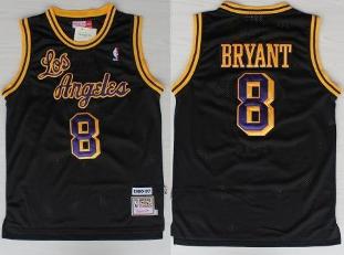 Los Angeles Lakers 8 Kobe Bryant Black Throwback Hardwood Classics NBA Jerseys Cheap