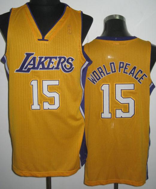 Los Angeles Lakers #15 Metta World Peace Yellow Revolution 30 NBA Jerseys Cheap