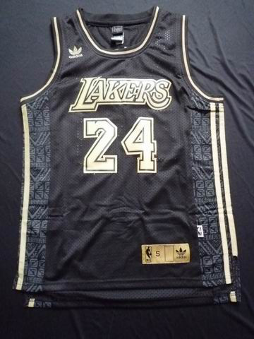 Los Angeles Lakers 24 Kobe Bryant Black Throwback NBA Jerseys Gold Number Cheap