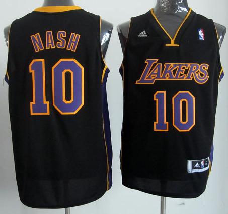 Los Angeles Lakers 10 Steve Nash Black Revolution 30 Swingman NBA Jerseys Purple Number Cheap