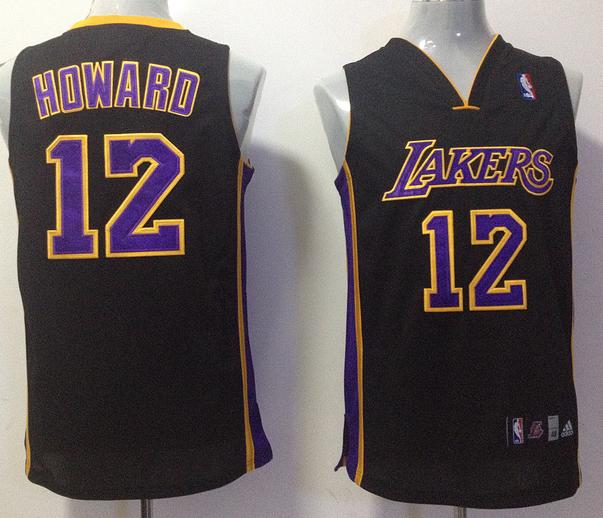 Los Angeles Lakers 12# Dwight Howard Black NBA Jerseys Purple Number Cheap