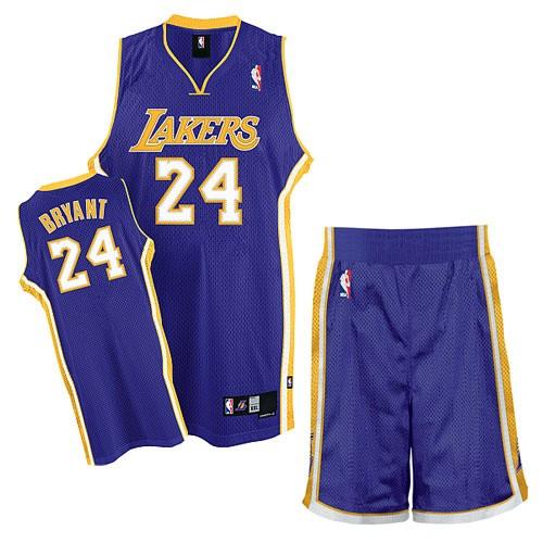 Los Angeles Lakers 24 Kobe Bryant Purple Revolution 30 Swingman Jersey & Shorts Suit Cheap