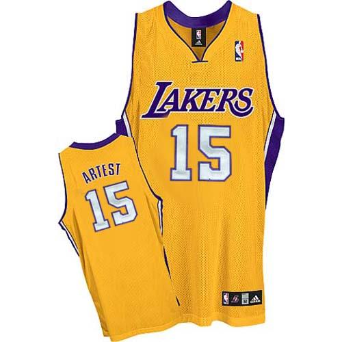 Los Angeles Lakers 15 Artest Yellow Jersey Cheap
