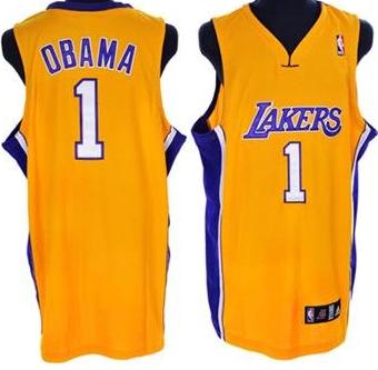 Los Angeles Lakers 1 Obama Yellow Jersey Cheap