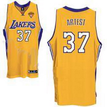 Los Angeles Lakers 37 Ron Artest Stitched Yellow Jersey with 2010 Finals Cheap