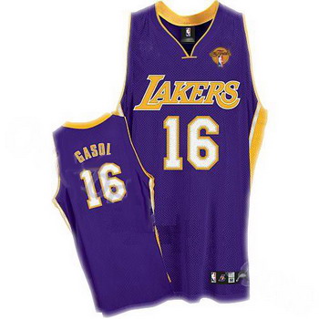 Los Angeles Lakers 16 Pau Gasol Stitched Purple Jersey with 2010 Finals Jersey Cheap