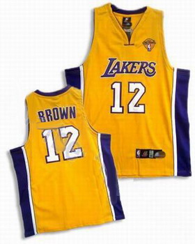 Los Angeles Lakers 12 Shannon Brown Stitched Yellow 2010 Finals Jersey Cheap