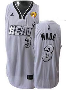 Miami Heat 3 Dwyane Wade White Silver Number Revolution 30 Swingman NBA Jerseys With 2013 Finals Patch Cheap