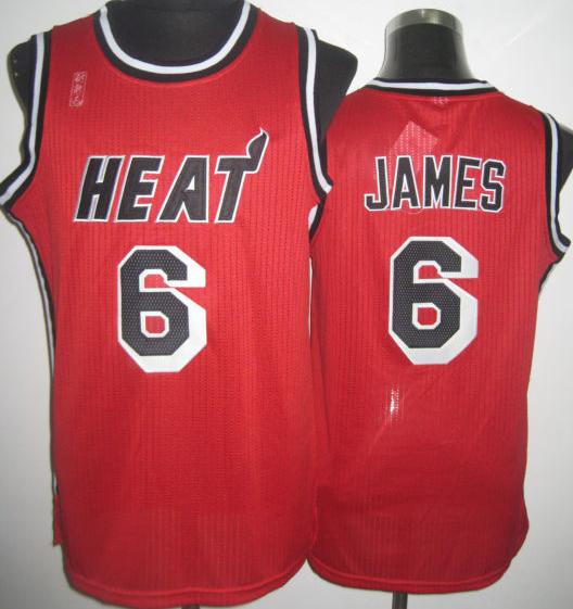 Miami Heat 6 LeBron James Red Hardwood Classics Revolution 30 NBA Jerseys Cheap