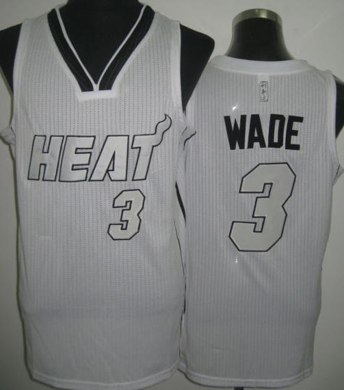 Miami Heat 3 Dwyane Wade White Revolution 30 NBA Jerseys Silver Number Cheap