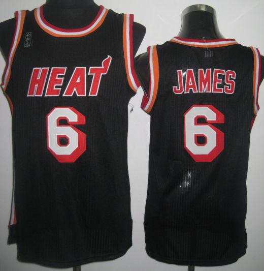 Miami Heat 6 LeBron James Black Hardwood Classics Revolution 30 NBA Jerseys Cheap