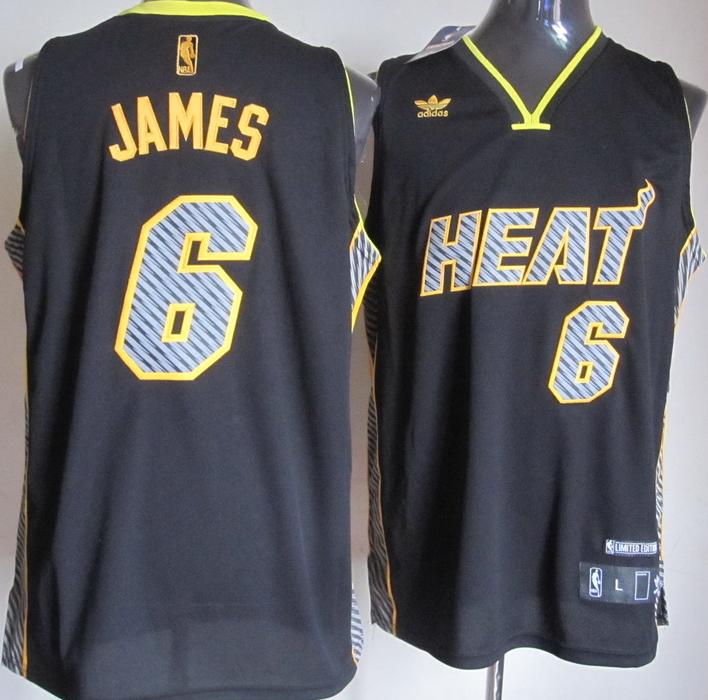 Miami Heat 6 LeBron James Black Electricity Fashion Revolution 30 Swingman NBA Jerseys Cheap