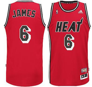 Miami Heat 6 LeBron James Red Hardwood Classics Nights Swingman NBA Jersey