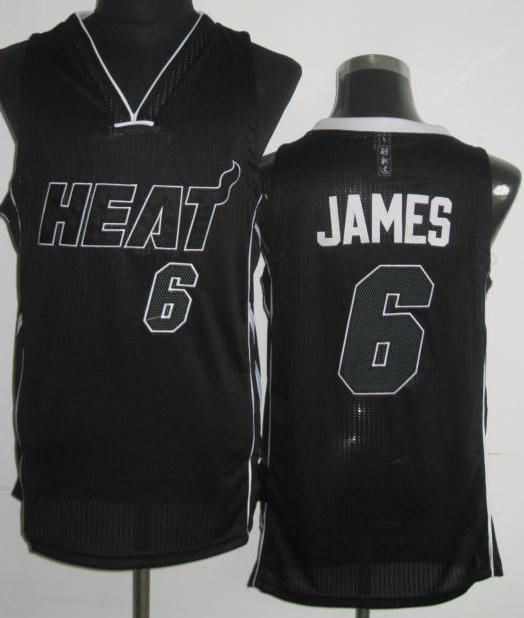 Miami Heat 6 LeBron James Black Revolution 30 NBA Jerseys Black Number Cheap
