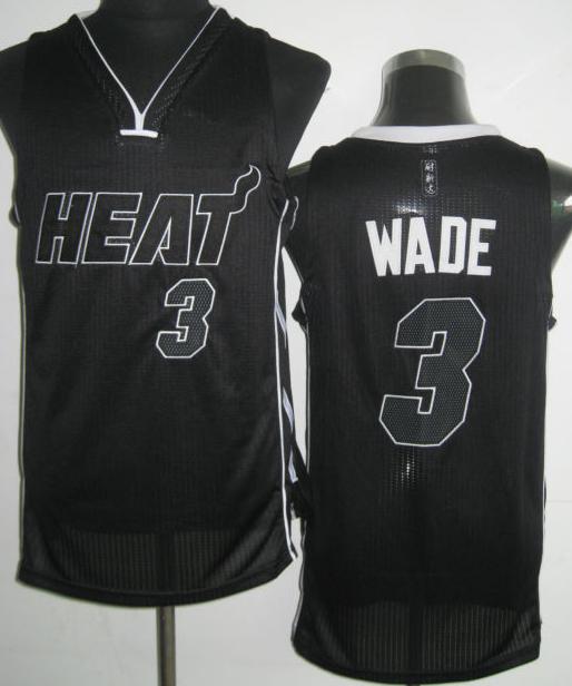 Miami Heat 3 Dwyane Wade Black Revolution 30 NBA Jerseys Black Number Cheap