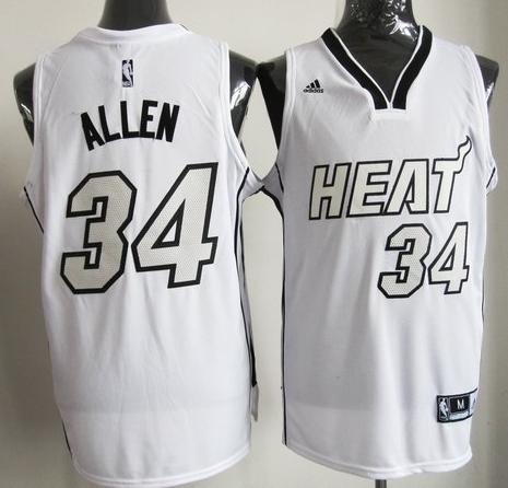 Miami Heat #34 Ray Allen White Revolution 30 Swingman NBA Jerseys Silver Number Cheap