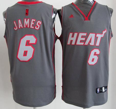 Miami Heat 6 LeBron James Grey Revolution 30 Swingman NBA Jerseys Cheap